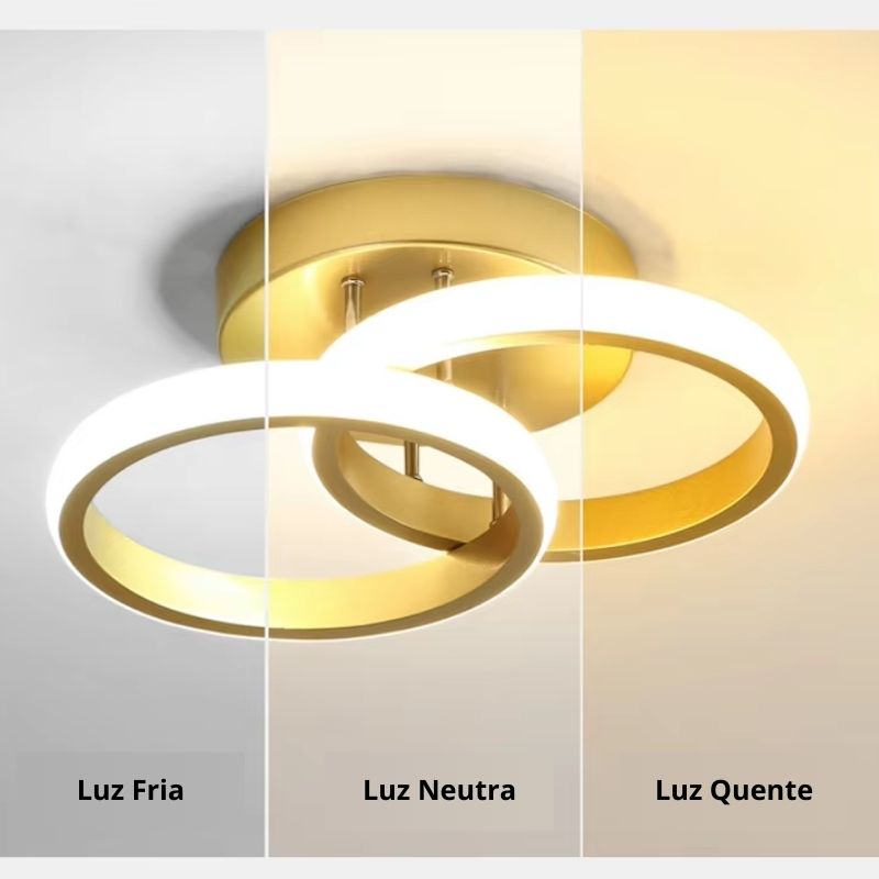 Luminária de Teto Plafon Golden Circular/Quadrado
