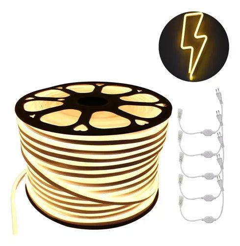 Fita Led Neon Flex Rolo 100 metros 12v Branco-quente