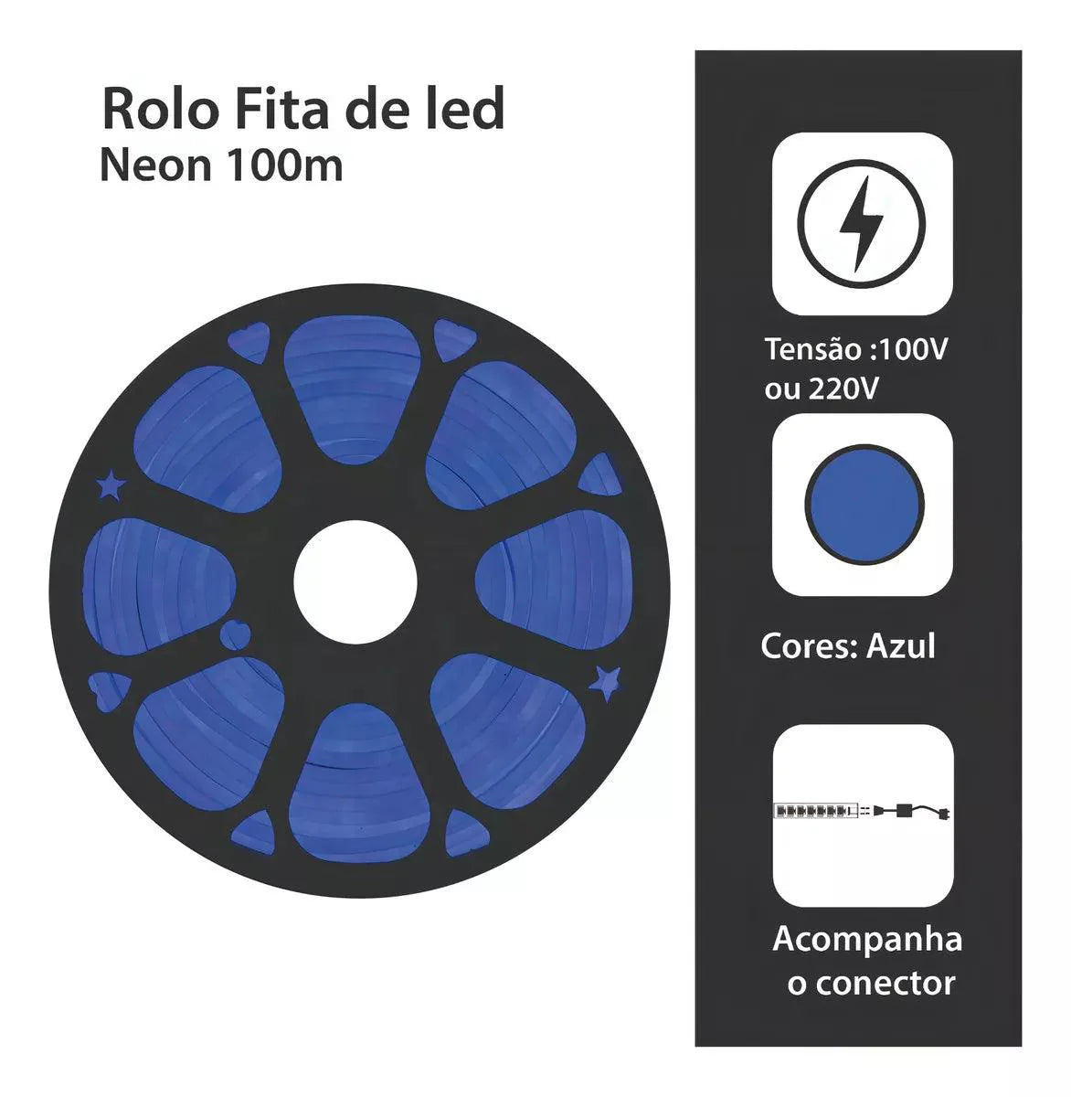 Fita Led Neon Flex Rolo 100 metros 12v Azul