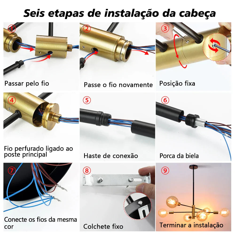 Lustre Pendente Barroco Preto e Dourado