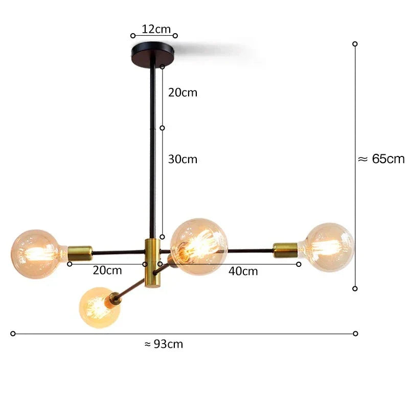 Lustre Pendente Barroco Preto e Dourado