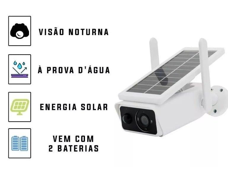 Câmera de Segurança Solar Wifi a Prova D'agua Full HD