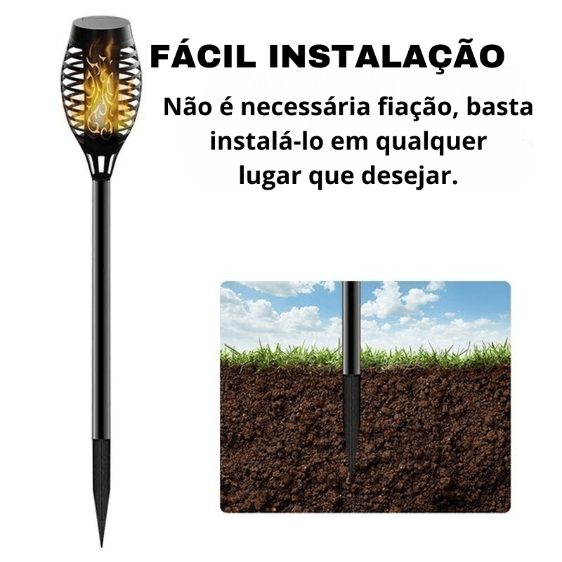 Luminária Balizadora Solar em LED - Solar Flame