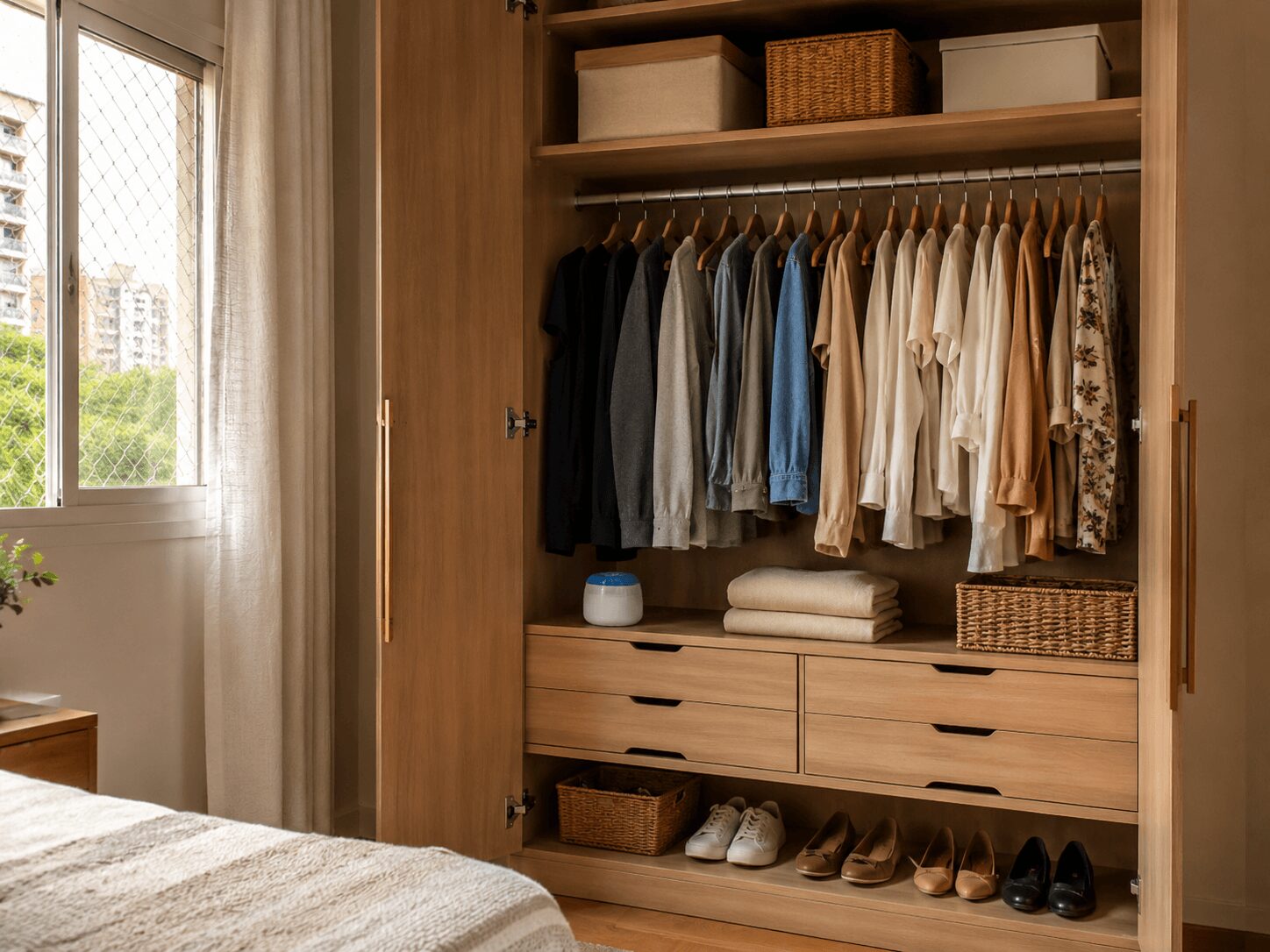 Antimofo para guarda-roupa organizado